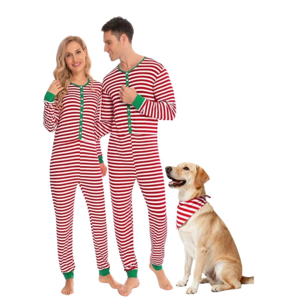 🎄 Women’s XXL Christmas Onesie Pajamas – Red & White Stripe Modal Stretch Sleep